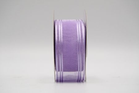 Світло-фіолетова прозора стрічка з лінійним сатиновим дизайном_K232-14-3812