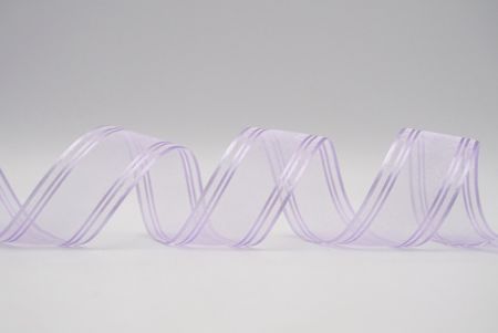 Светло-пурпурная прозрачная лента с линейным атласным дизайном_K232-14-3812