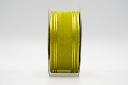 Желтая прозрачная лента с линейным атласным дизайном_K232-15-0646