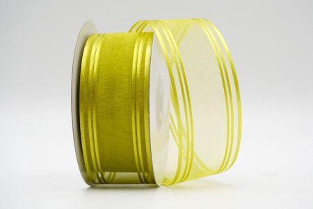 Yellow Sheer and Line Satin Design Ribbon_K232-15-0646
