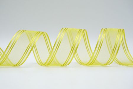 Желтая прозрачная лента с линейным атласным дизайном_K232-15-0646