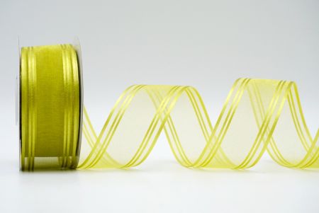 Yellow Sheer and Line Satin Design Ribbon_K232-15-0646
