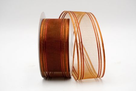 Brown Sheer and Line Satin Design Ribbon_K232-16-1432