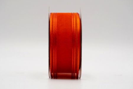 Ruban en satin transparent orange foncé avec motif en ligne_K232-16-1459