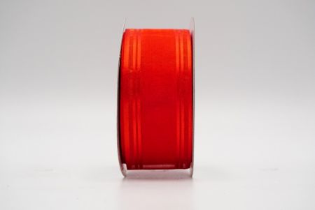 Piros áttetsző és vonalas szatén design szalag_ K232-18-1564