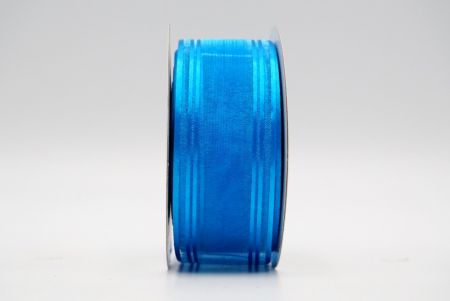 شريط تصميم ساتان شفاف وخطي بلون أزرق مع شريط ربط_K232-18-4147