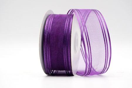 Фіолетова прозора стрічка зі штучного шовку та лінійним дизайном_К232-19-3542