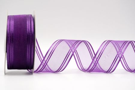 Фиолетовая прозрачная и линейная лента из атласа с дизайном_К232-19-3542
