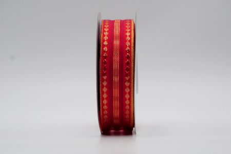 Piros és aranyos fém pöttyös és csíkos szalag_K239G-K21