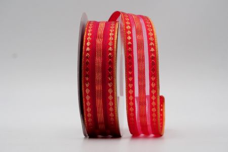 Rot und Gold Metallic Punkt- und Streifenband_K239G-K21