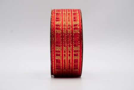 Ruban transparent métallique à carreaux rouge et or_K270G-K21