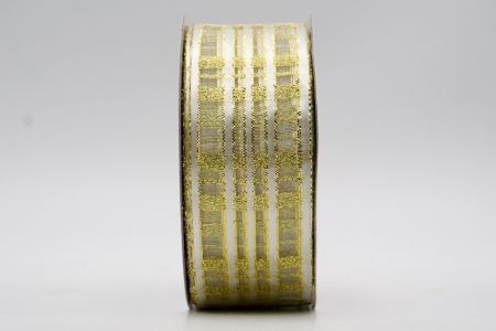 Wstążka w kolorze złota i srebra w kratkę z metalicznym połyskiem_K270G-K22
