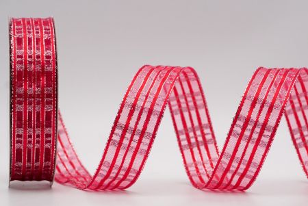 Punainen ja hopea ruutukuvioinen metallinhohtoinen läpinäkyvä nauha_K270S-K21