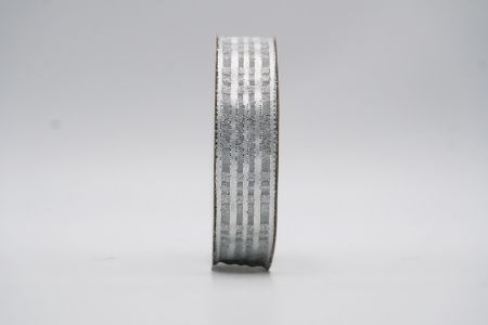 Grijs en zilveren geruite metallic sheer lint_K270S-K22
