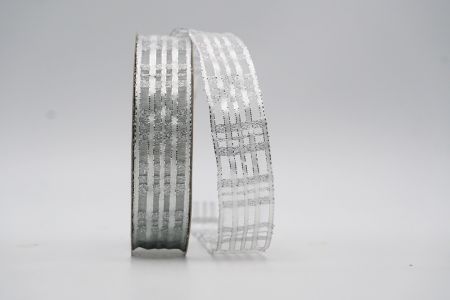 Ruban transparent métallique à carreaux gris et argent_K270S-K22