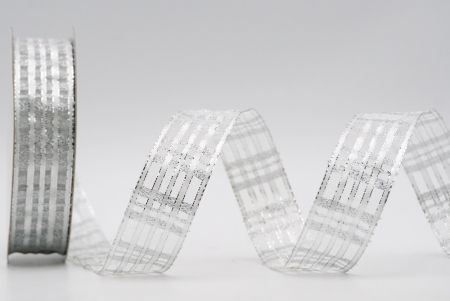 Ruban transparent métallique à carreaux gris et argent_K270S-K22