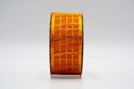 Orange Metallic/Color Plaid Sheer Ribbon RED_K344G-4-14-1052