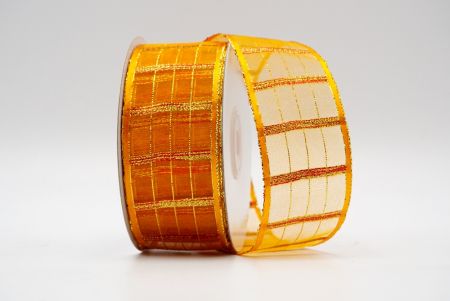 Ruban transparent à carreaux métalliques/couleur orange ROUGE_K344G-4-14-1052