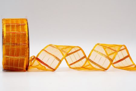 Ruban transparent à carreaux métalliques/couleur orange ROUGE_K344G-4-14-1052