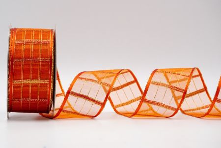 Ruban transparent à carreaux métalliques/couleur orange foncé ROUGE_K344G-4-16-1459