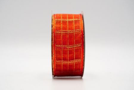 Ruban transparent à carreaux rouge métallisé / couleur RED_K344G-4-18-1564