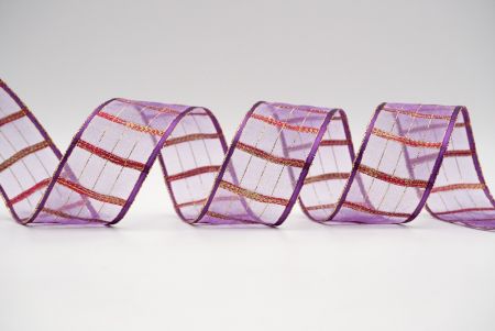 Ruban transparent à carreaux violet métallisé / couleur RED_K344G-4-19-3542