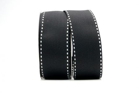 Black-White Stitched Side Grosgrain Ribbon_K584-1-099