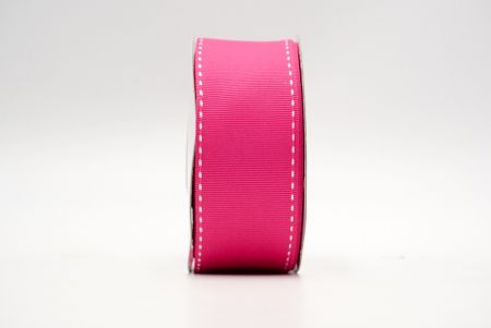 Cinta de grosgrain con costura lateral rosa fuerte-blanca_K584-1-150081