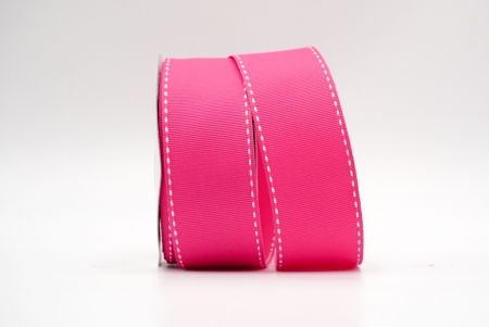 Hot Pink-White Stitched Side Grosgrain Ribbon_K584-1-150081