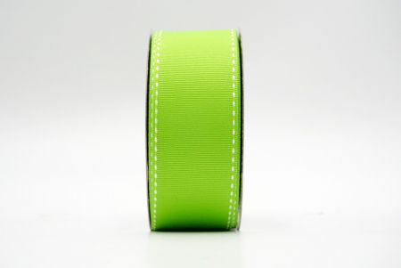 Green-White Stitched Side Grosgrain Ribbon_K584-1-150204