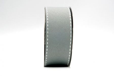Grey-White Stitched Side Grosgrain Ribbon_K584-1-19