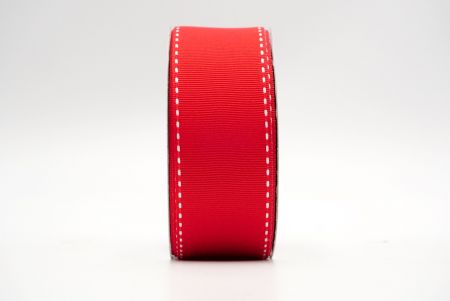 Red-White Stitched Side Grosgrain Ribbon_K584-1-3