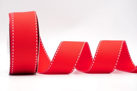 Red-White Stitched Side Grosgrain Ribbon_K584-1-3