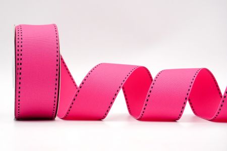 Hot Pink-Black Stitched Side Grosgrain Ribbon_K584-2