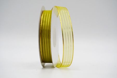 Apple Green Gold Metallic lining Sheer Ribbon_K764G-15-0646