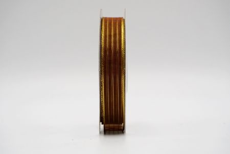 Cinta de revestimiento de satén transparente con forro metálico dorado marrón claro_K764G-16-1432