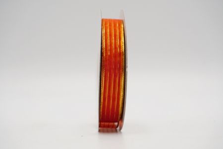 Світло-червона золота металічна стрічка з прозорим підкладом_K764G-16-1459