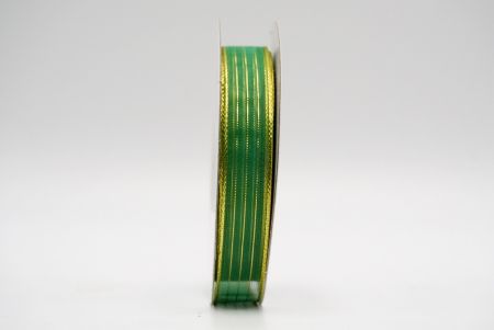 شريط شفاف ببطانة معدنية ذهبية اللون ذات حواف خضراء - K764G-16-5932