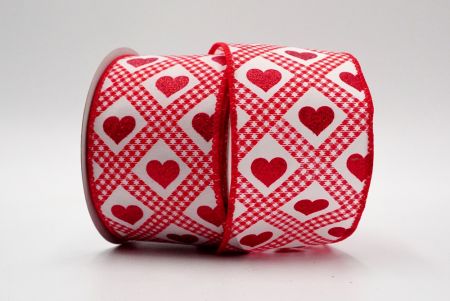 Checkered/love heart red and white
