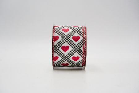Checkered/love heart black, red and white