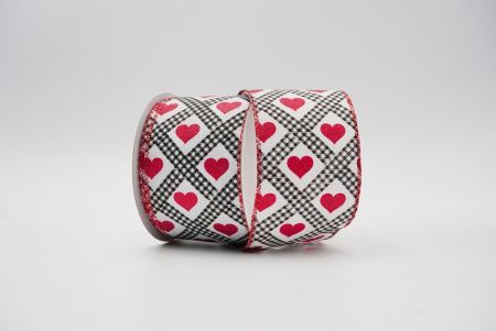 Checkered/love heart black, red and white