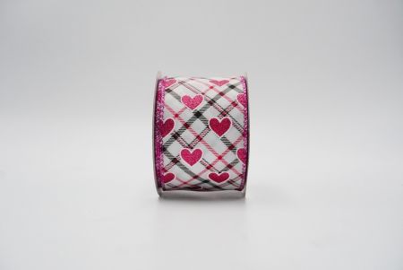 plaid design with hearts glitter white/pink/red/black