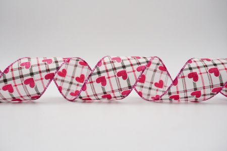 हार्ट्स ग्लिटर सफेद/गुलाबी/लाल/काला के साथ प्लेड डिजाइन