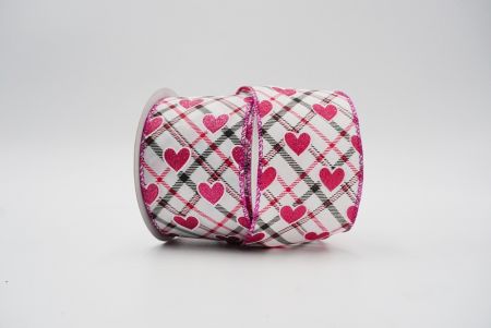 plaid design with hearts glitter white/pink/red/black