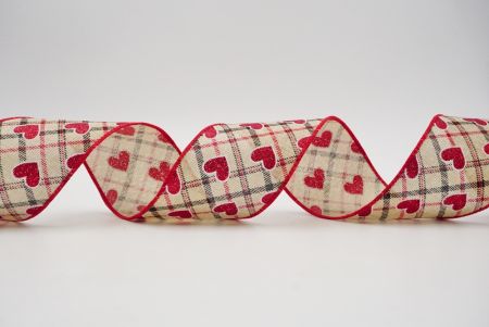 Plaid design with hearts glitter natural/red/black