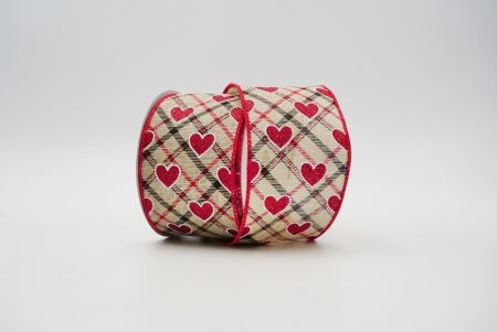 Plaid design with hearts glitter natural/red/black