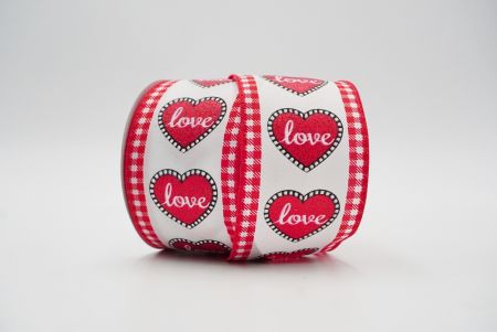 Checkered red and white edge with love heart design_white