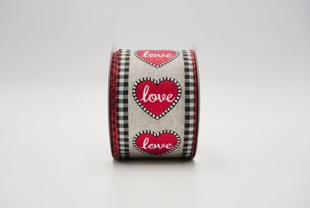 Checkered black and white edge with love heart design_natural