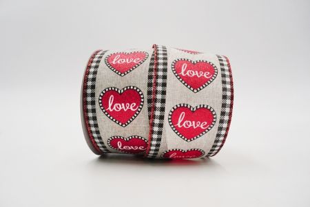 Checkered black and white edge with love heart design_natural