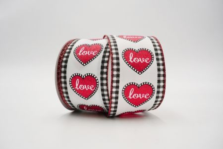 Checkered black and white edge with love heart design_ivory